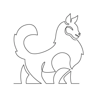 Siberian Husky in One Line: Bold and Recognizable Breed Drawing