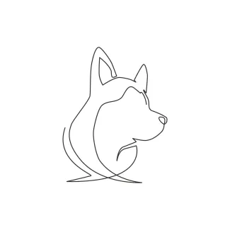 "One Line Siberian Husky Head Illustration: Depicting Intelligence and Motion with Minimalist Techniques"