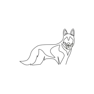 "One Line Simple Siberian Husky Drawing: Depicting Elegance and Strength with Minimalist Techniques"