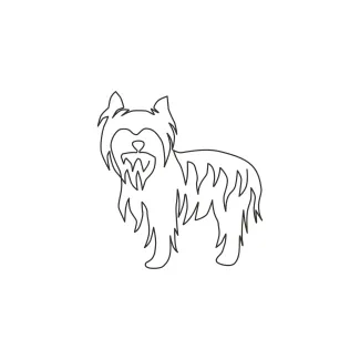 Yorkshire Terrier One Line Drawing: Petite Dog with Big Personality