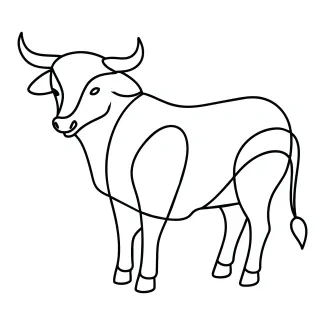Bull Draw a Bull in One Line: Simple Sketching for Bold Animal Forms