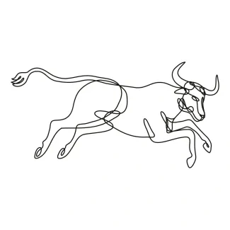 Bull One-Line Bull Art for Practice: Strong Form with Simple Lines
