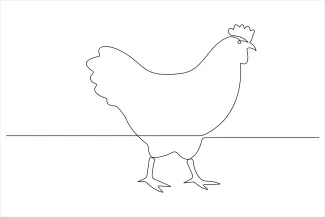 Chicken Easy Chicken Drawing in One Line: Learn Bird Forms with a Fun Farm Subject
