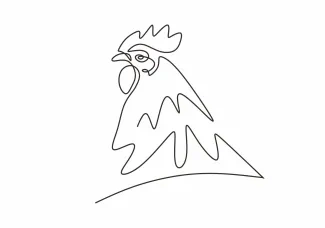 Rooster Simple Rooster Drawing in One Line: Creative Fun for Every Age