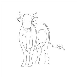 Cow Draw a Cow in One Line: Simple Art Technique to Learn Animal Shapes