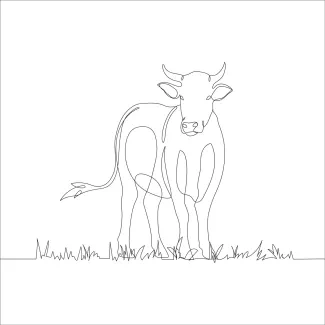 Cow Beginner-Friendly Cow Drawing: Explore One-Line Art with Farm Animals