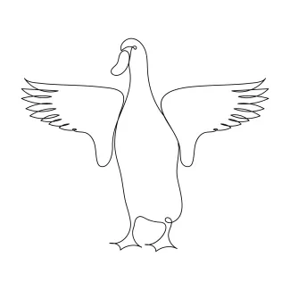 Duck Simple Duck Drawing in One Line: Friendly Bird Art for All Ages