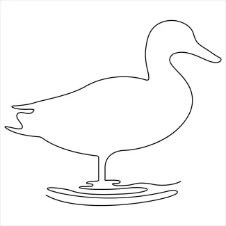 Duck Quick and Easy One-Line Duck Drawing: Practice Animal Outline
