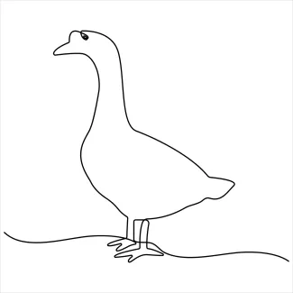 Duck Easy One-Line Duck Drawing: Bird Practice for Beginners and Children