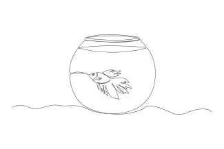 Fish Easy Fish Drawing in One Line: Great for Kids and Beginners