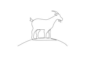 Goat Draw a Goat in One Line: Practice Unique Animal Shapes with Simple Line Art