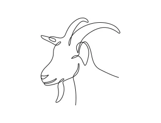 Goat Simple Goat One-Line Drawing: Ideal for Easy Animal Sketching