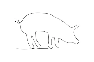 Pig Learn to Draw a Pig in One Line: Quick Animal Art for Fun Practice