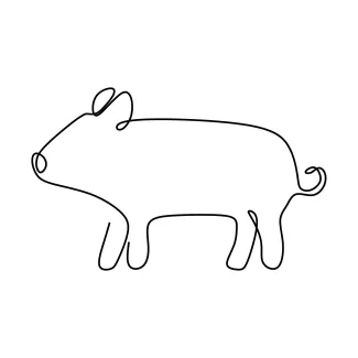 Pig One-Line Pig Drawing Tutorial: Learn to Draw Farm Animals in a Simple Style