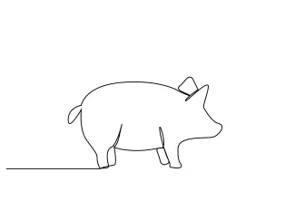 Pig One-Line Pig Drawing for All Ages: Practice Round Animal Shapes Easily