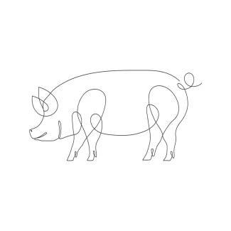 Pig Minimal One-Line Pig Drawing: Learn to Outline Animal Shapes with Simplicity