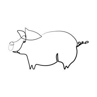 Pig Simple One-Line Pig Drawing: Great for Exploring Round Animal Shapes