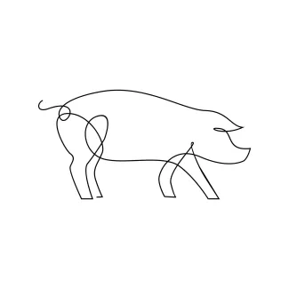Pig Draw a Pig in One Line: Simple Animal Art Exercise for Beginners