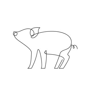 Pig One-Line Pig Drawing Activity: Farm Animal Practice for Sketching Simplicity