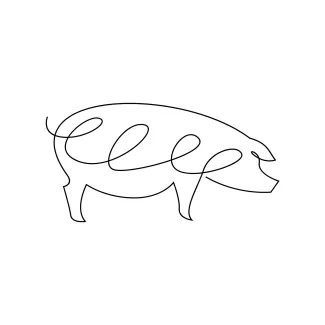 Pig One-Line Pig Drawing Exercise: Draw Farm Animals Using Easy Steps