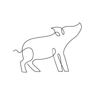 Pig Daily Pig Drawing in One Line: Simple Farm Animal Art for Relaxing Practice