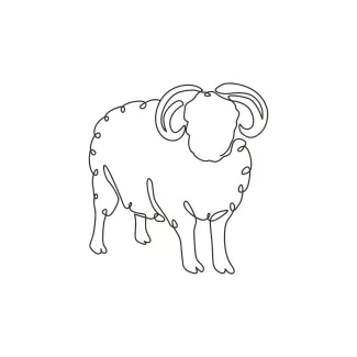 Sheep Simple One-Line Sheep Drawing: A Gentle Animal for Beginners to Practice With