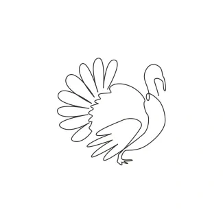 Turkey Easy One-Line Turkey Drawing: Practice Farm and Forest Birds Using Simple Shapes