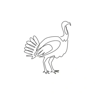 Turkey Simple Turkey One-Line Drawing: Create Fun Animal Art with a Single Line