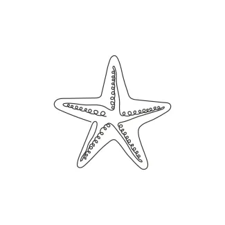 Starfish single line drawing Starfish with five arms drawn using a single line