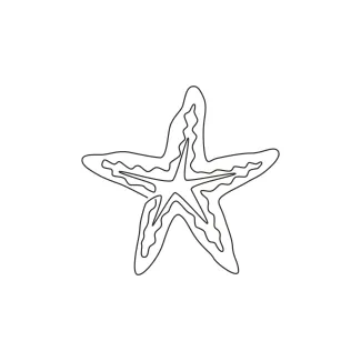 Sea star single line art Five-armed sea star drawn with a continuous line