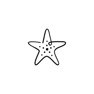 Starfish coastal line drawing Starfish with five arms drawn in single line style