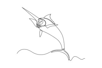 One-Line Drawing of a Marlin: A Creative Exercise in Animal Sketching
