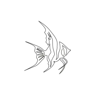 Cute freshwater angelfish Cute Freshwater Angelfish in One Line: Practice Basic Curves and Angles in Fish Drawing