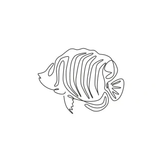 Cute regal angelfish Regal Angelfish in One Line: Practice Smooth Body Shapes with a Cute Sea Creature