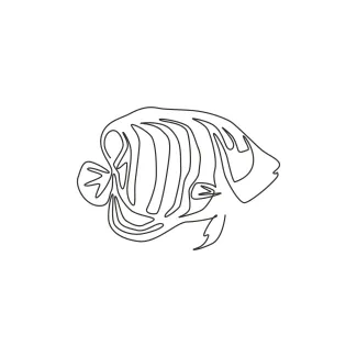 Funny Regal Angelfish in One Line: Learn Sea Creature Shapes in a Fun New Way