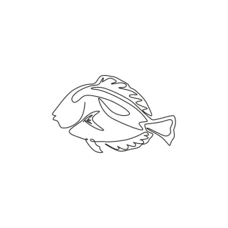 Blue Tang Fish One-Line Drawing: Explore Ocean Animal Shapes with Simple Line Practice