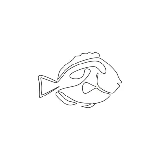 Funny Blue Tang Fish in One Line: Draw Playful Sea Shapes with One Continuous Line