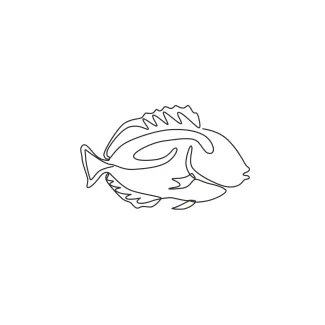 Blue Tang One-Line Drawing: Learn Bold Ocean Shapes with a Friendly Sea Fish