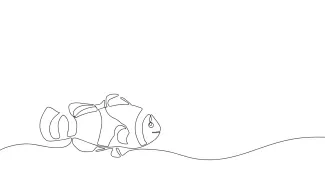 Clownfish One-Line Drawing: Easy Ocean Animal Art for Practice and Fun
