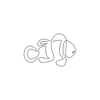 One-Line Drawing of Adorable Clown Fish: Great for Building Confidence in Beginners