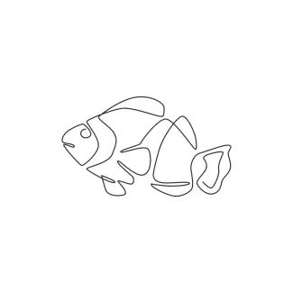 Clownfish Drawing in One Line: Practice Clean Curves and Balanced Proportions