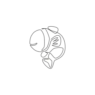 Cute Clownfish in One Line: Develop Clear Form Recognition with Simple Sea Designs