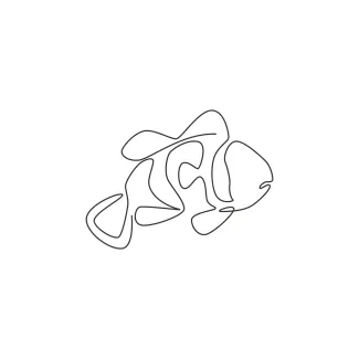 Funny Clown Fish in One Line: Practice Lively Shapes and Silly Sea Animal Features