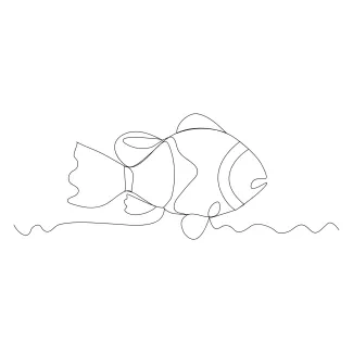 Clown Fish One-Line Drawing: Learn to Draw Sea Creatures with Simple Shapes