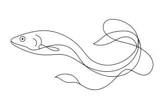 One-Line Eel Drawing: Learn Long Shapes and Smooth Lines in One Go