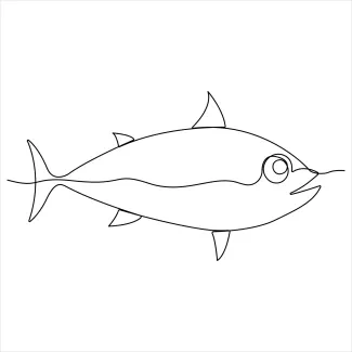 Fish One-Line Art: Ideal for Practicing Shape Memory and Line Flow