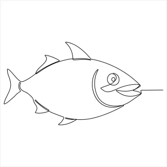 One-Line Simple Fish Drawing: Perfect for Learning Symmetry and Proportion