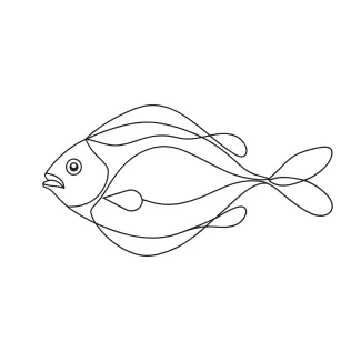 Flounder One-Line Drawing: Practice Drawing Side-Flattened Sea Shapes
