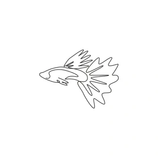 Cute guppy fish Cute Guppy Fish in One Line: Learn Light Forms with a Small and Easy Fish
