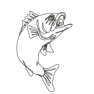 Upward Bass Drawing in One Line: Learn Energy and Impact with a Jumping Shape